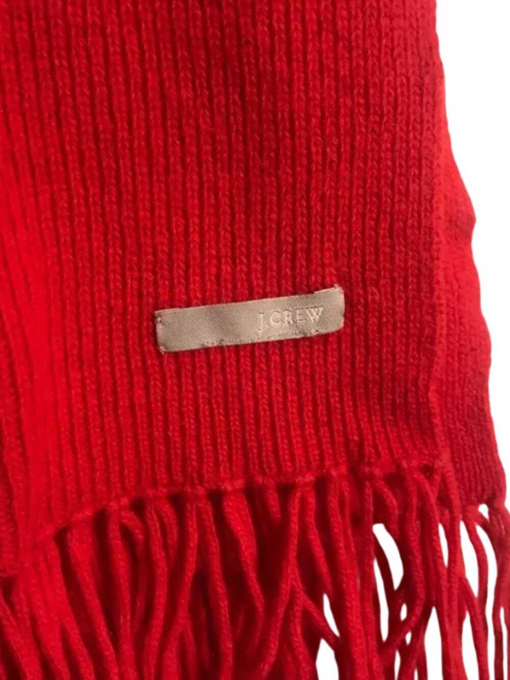 J.CREW Rib Kit Red Fringe Scarf - Picture 3 of 4